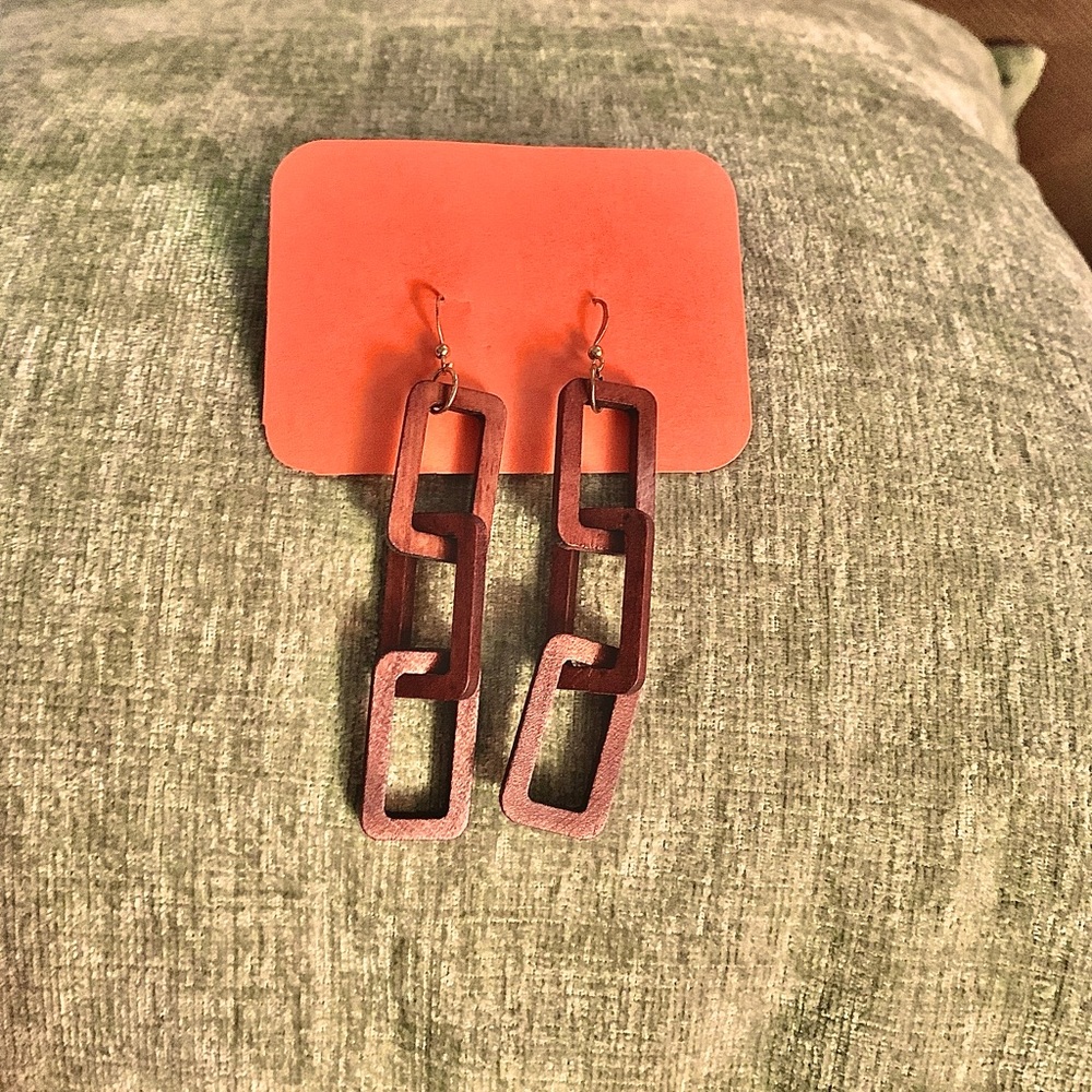 Boho Interlocked Wooden Earrings
